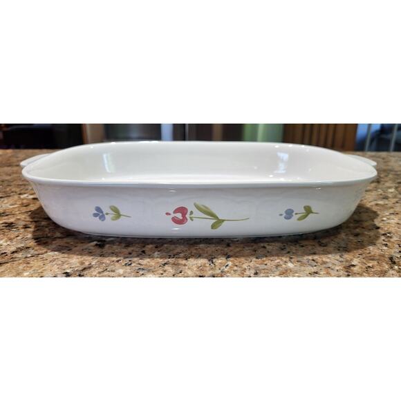 PFALTZGRAFF U.S.A. 13" x 9" Rectangular Baker Casserole Blue And Red Flowers - Picture 2 of 16
